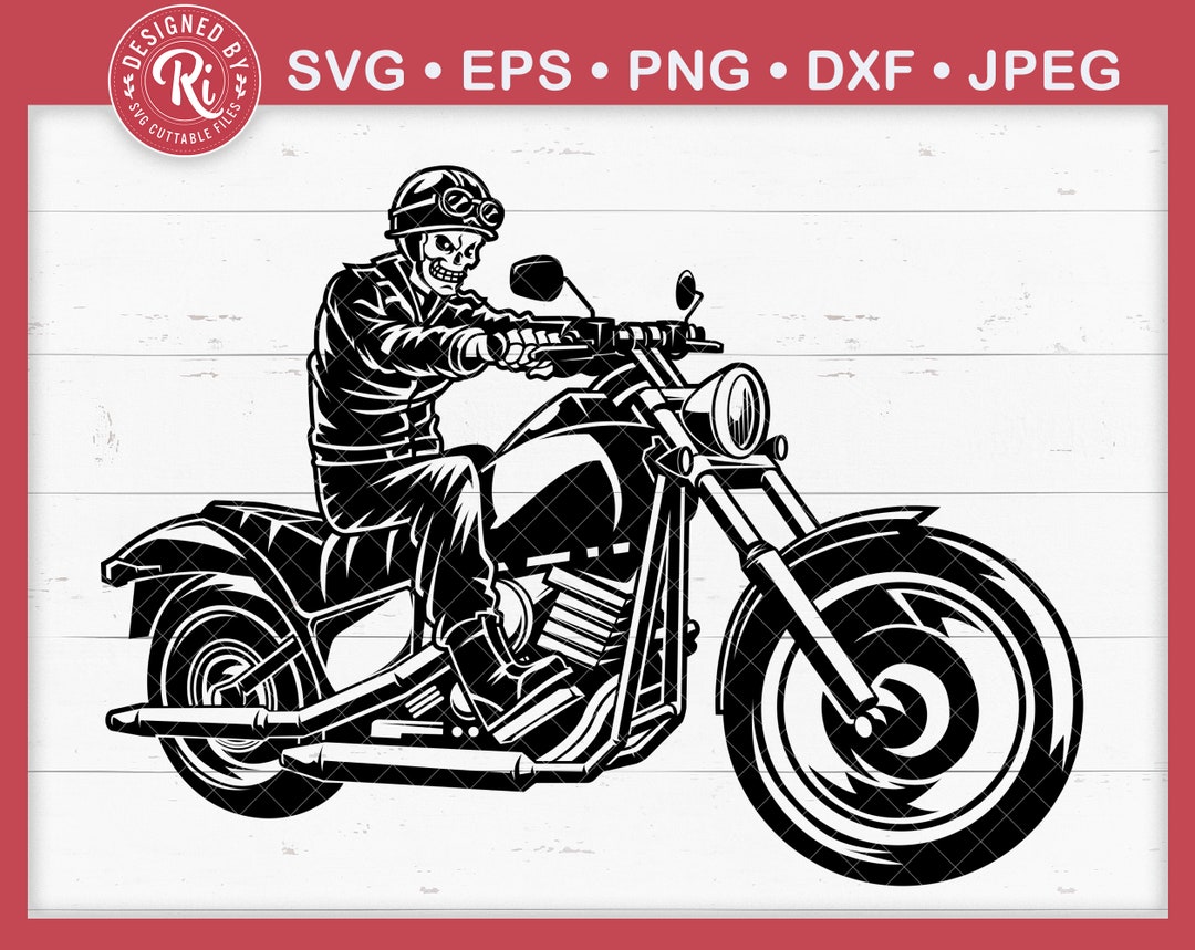 Skull Rider on a Big Bike Svg, Biker, Life Behind Bars, Chopper ...