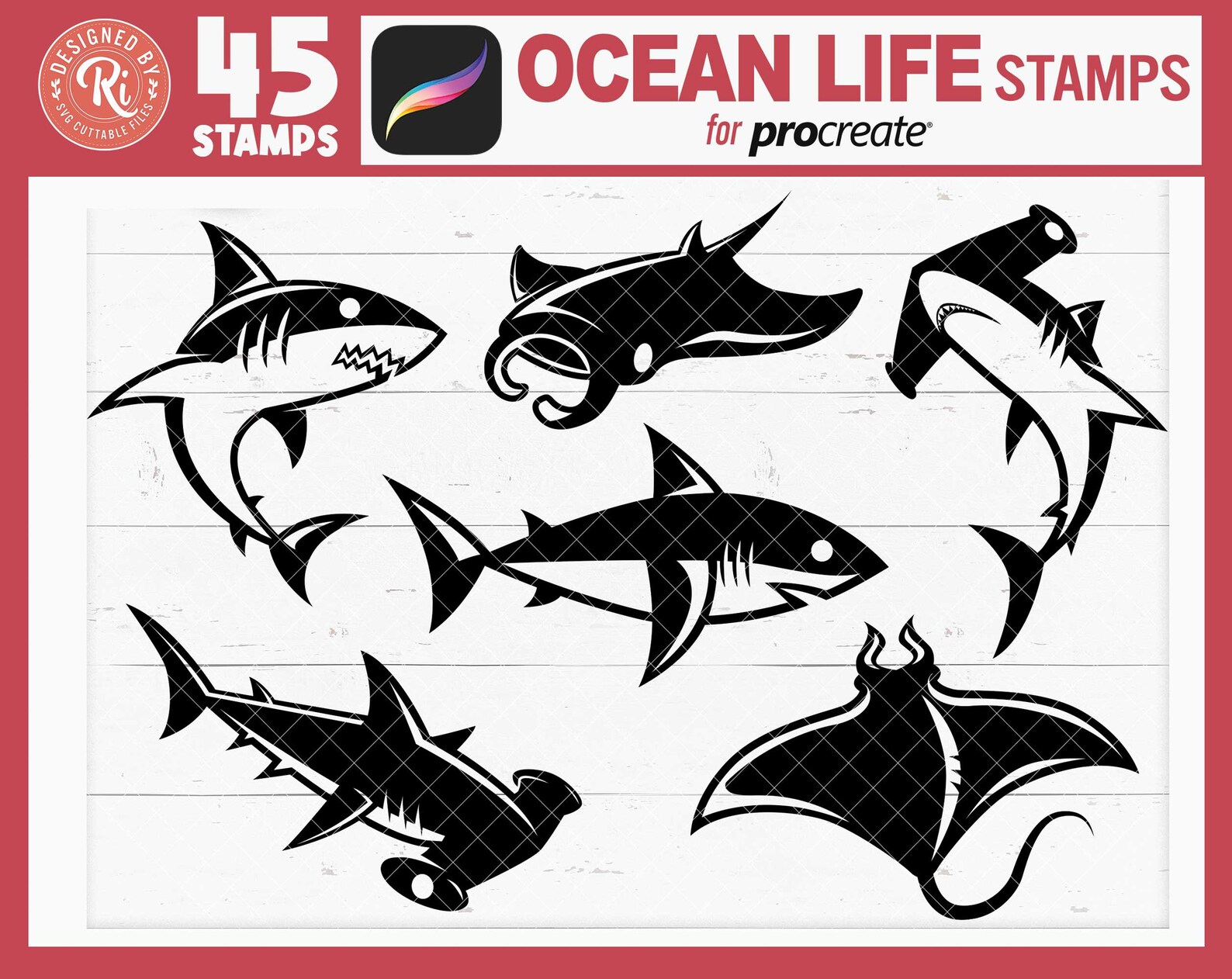 Procreate Ocean Animals Stamps, Procreate Sea Creatures Stamps ...