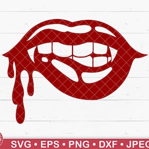 Vampire Lips Svg, Vampire Fangs, Bloody Lips, Gothic, Drip, Halloween, Dripping Lips, Biting Lips, Spooky, Trick or Treat, Cricut, Cut File