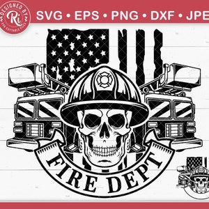 Logo American Skull Firefighter and Fire Trucks, Service d’incendie, Pompier, Sauvetage, Patriotique, Cheise, Cricut, PNG, Vecteur, Graphiques