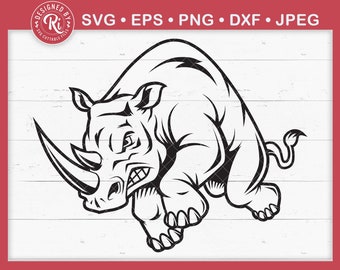 Charging Rhino Svg, Rhinoceros Svg, Rhino Svg, Wild Svg, Jungle Svg, Rhino Clipart, Rhino Cut File, Rhino Cricut, Rhino Png, Cricut