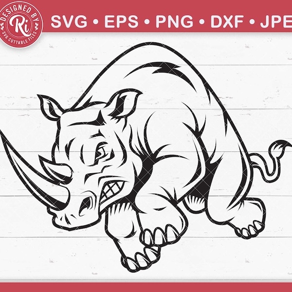 Charging Rhino Svg, Rhinoceros Svg, Rhino Svg, Wild Svg, Jungle Svg, Rhino Clipart, Rhino Cut File, Rhino Cricut, Rhino Png, Cricut