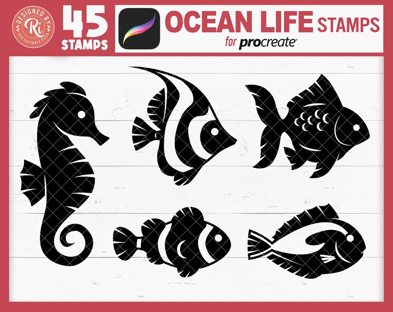 Procreate Ocean Animals Stamps, Procreate Sea Creatures Stamps ...