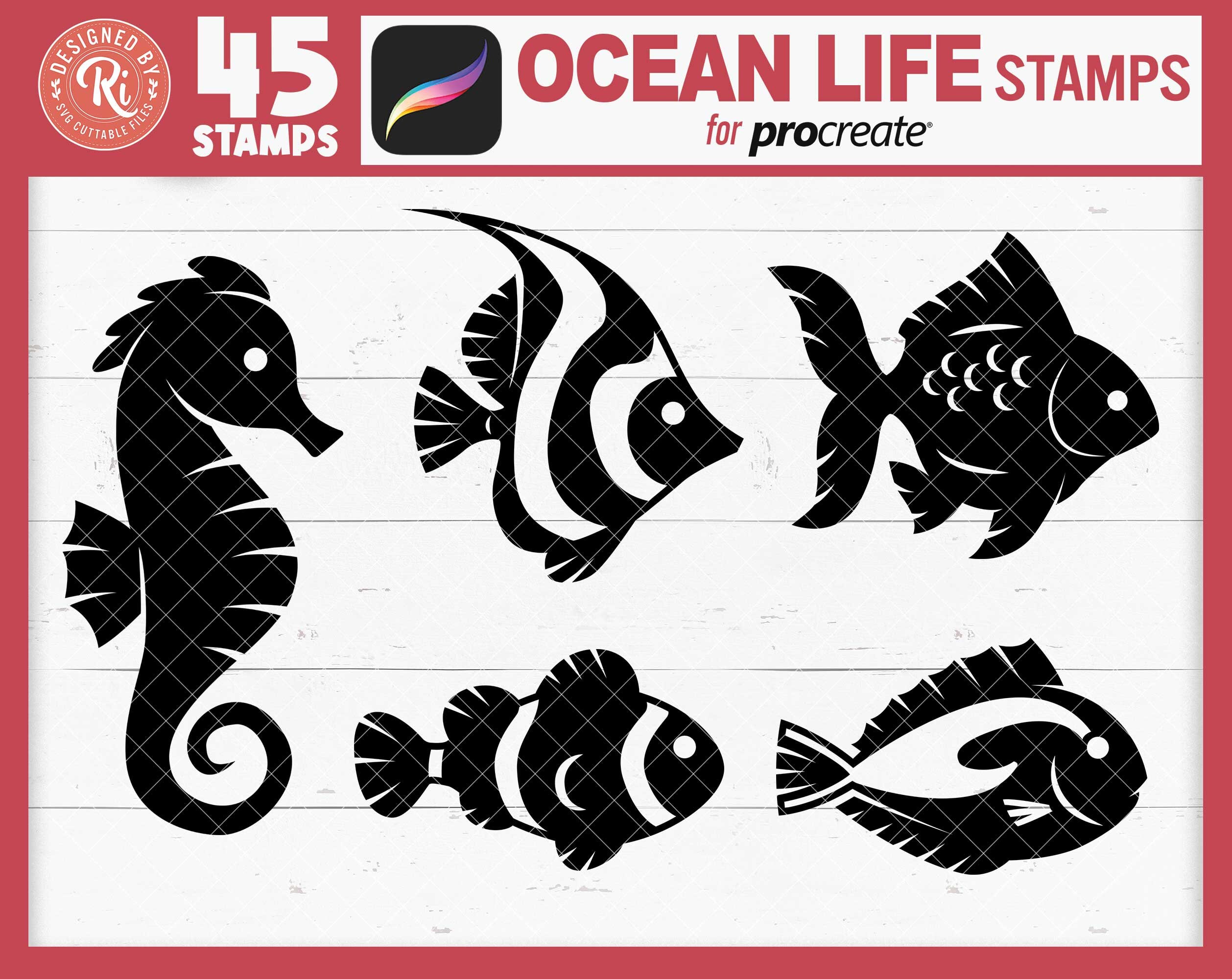 Procreate Ocean Animals Stamps, Procreate Sea Creatures Stamps ...