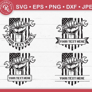 US Mechaniker Monogramm SVG, Logo, Handwerker, Klempner, Werkzeuge, Schraubenschlüssel, Patriotisch, Hemd, Motorrad, USA Flagge, Dieselmotor, Png, Eps, Dxf