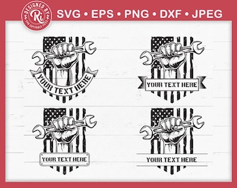 US Mechanic Monogram Svg, Logo, Handyman, Plumber, Tools, Wrench, Patriotic, Shirt, Motorcycle, USA Flag, Diesel Engine, Png, Eps, Dxf