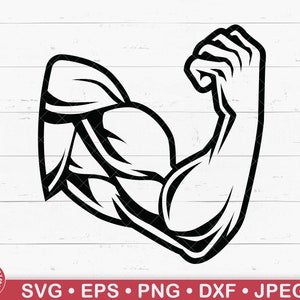 Biceps Svg, Arm Flex, Muscles, Workout, Bodybuilder, Weightlifting, Gym Logo, Fitness, Strong Arm, Bodybuilding, Cricut, Png, Vector, Decal