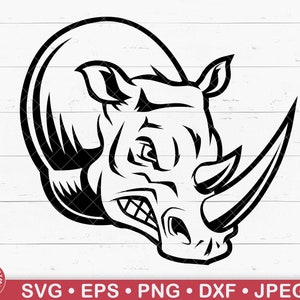 Rinoceronte Svg, cabeça de rinoceronte, cara de rinoceronte, rinoceronte, animais da selva, animal de safari, africano, camisa de rinoceronte, logotipo de rinoceronte, Cricut, arquivos cortados, Eps, Dxf