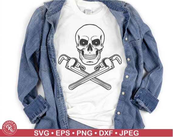 Skull Plumber Crossed Pipe Wrenches Svg, Tools, Repairman