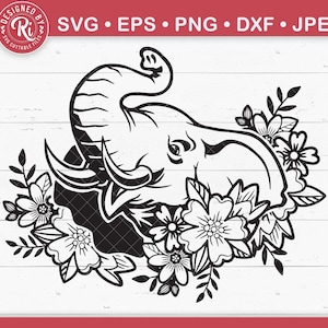 Elefante Floral Svg, Elefante Svg, Elefante Clipart, Camisa De Elefante, Mandala De Elefante Svg, Safari Animals Svg, Zoo Animals Svg, Cricut, Png