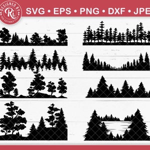 Ligne d’arbre svg, Forêt svg, Silhouette d’arbre svg, Forêt svg, Plein air svg, Nature svg, Camping svg, Lac svg, Fichier arbre svg, Bois svg, png