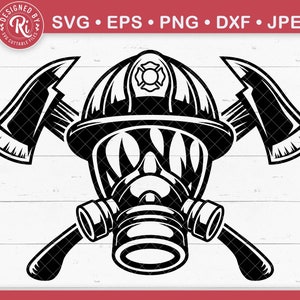 Casco ascia pompiere in formato SVG, Maschera antigas pompiere in formato SVG, Ascia pompiere in formato SVG, Ascia incrociata pompiere in formato SVG, Maglietta pompiere, Logo pompiere