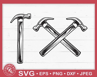 Crossed Claw Hammers Svg, Handyman, Carpenter, Construction, Dad Life, Repair, Carpentry Tools, Toolbox, Vector, Cut File, Cricut, Png, Eps