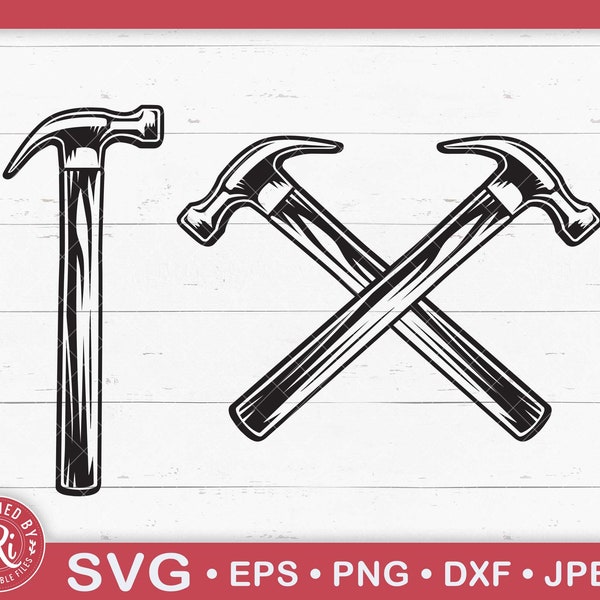 Crossed Claw Hammers Svg, Handyman, Carpenter, Construction, Dad Life, Repair, Carpentry Tools, Toolbox, Vector, Cut File, Cricut, Png, Eps