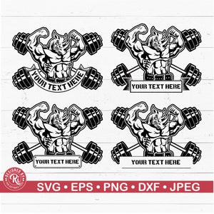 Rhino Barbell Body Builder Monogram Svg, Modalità Bestia, Camicia da palestra, Allenamento, Fitness, Sollevamento pesi, Muscoli, Logo della palestra, Body Builder, Png selvaggio