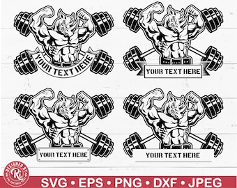 Rhino skivstång kroppsbyggare monogram svg, djurläge, gymtröja, träning, fitness, tyngdlyftning, muskler, gymlogotyp, kroppsbyggare, vild png