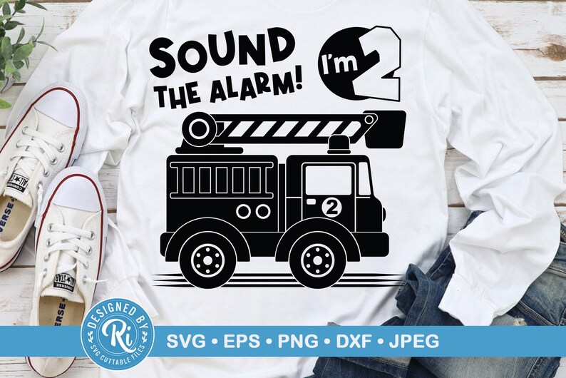 Download Art Collectibles Clip Art Png Invitation Dxf 2 Years Old T Shirt Jpeg Eps Fire Truck Birthday Svg For Cricut And Silhouette Fire Engine Party 2nd Birthday