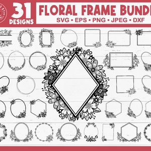 Floral Frame Svg Bundle, Decorative Floral Frame Svg, Floral Border Svg, Wedding Frame Svg, Ornaments Svg, Vintage Floral Frames Svg, Cricut