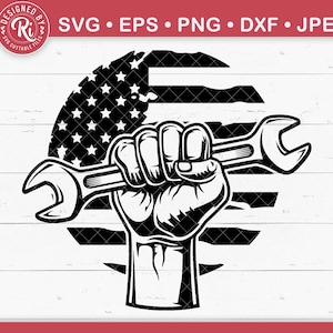 US Mechanic Logo Svg, Handyman, Tools, Wrench, Repair, Diesel, Garage, Car, Plumber, Repairman, Dad, Png, Cricut, Vector, Dxf, Svg, Eps
