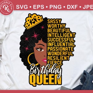 Birthday Queen Svg, Afro Queen Svg, Afro Woman Svg, African American Woman svg, Affirmation Svg, Black Queen Birthday Svg, Bday Shirt