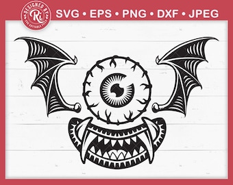 Flying Eyeball Svg, Halloween Eyeballs, Happy Halloween, Trick or Treat, Scary, Monster, Spooky, Cricut, Clipart, Cut File, Png, Eps, Dxf