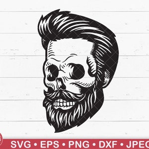 Bärtiger Schädel SVG, Schädel Haarschnitt, Schädel Frisur, Schädel Barber, Schädel mit Schnurrbart, Mode Schädel, Schädel Kopf, Sugar Skull, Cricut, Png