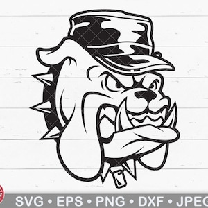 Bulldog Usando Una Gorra Militar Y Etiqueta De Perro Svg, Bulldog Inglés, Marítimo, Padre Marino, Marina, Bulldog Mamá, Bulldog Dad, Marine Wife, Regalo