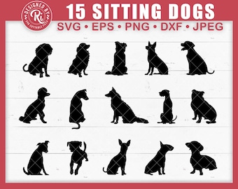 Sitting Dogs Svg Pack, Dog Clipart, Dog Svg Files, Dog Silhouettes Svg, Dog Breeds Svg, Dog Dad Svg, Dog Print, Dog Shirt Svg, Dog Mom Svg