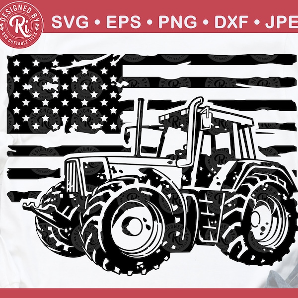Old Farm Tractor with US Flag Svg, Bulldozer, Farm Life, Farming, Agriculture, Barn, Truck, Labor Day, Harvest, Clipart, Png, Logo, Shirt