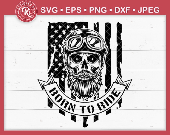 Born To Ride Skull Rider with US Flag Svg, Life Behind Bars, Motorcycle, Biker, Cruiser, Gift for Motorcycle Lovers, Big Bike, Patriotic