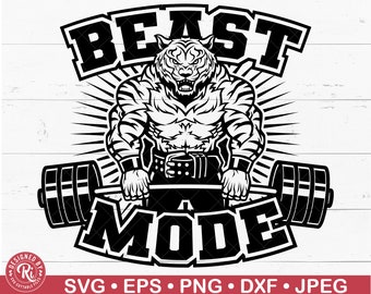 Beast Mode Tiger Body Builder Barbell Svg, Gym Shirt Jpg, Workout Png, Weight Lifting, Muscles, Gym Logo, Patriot, American Flag, Power Eps