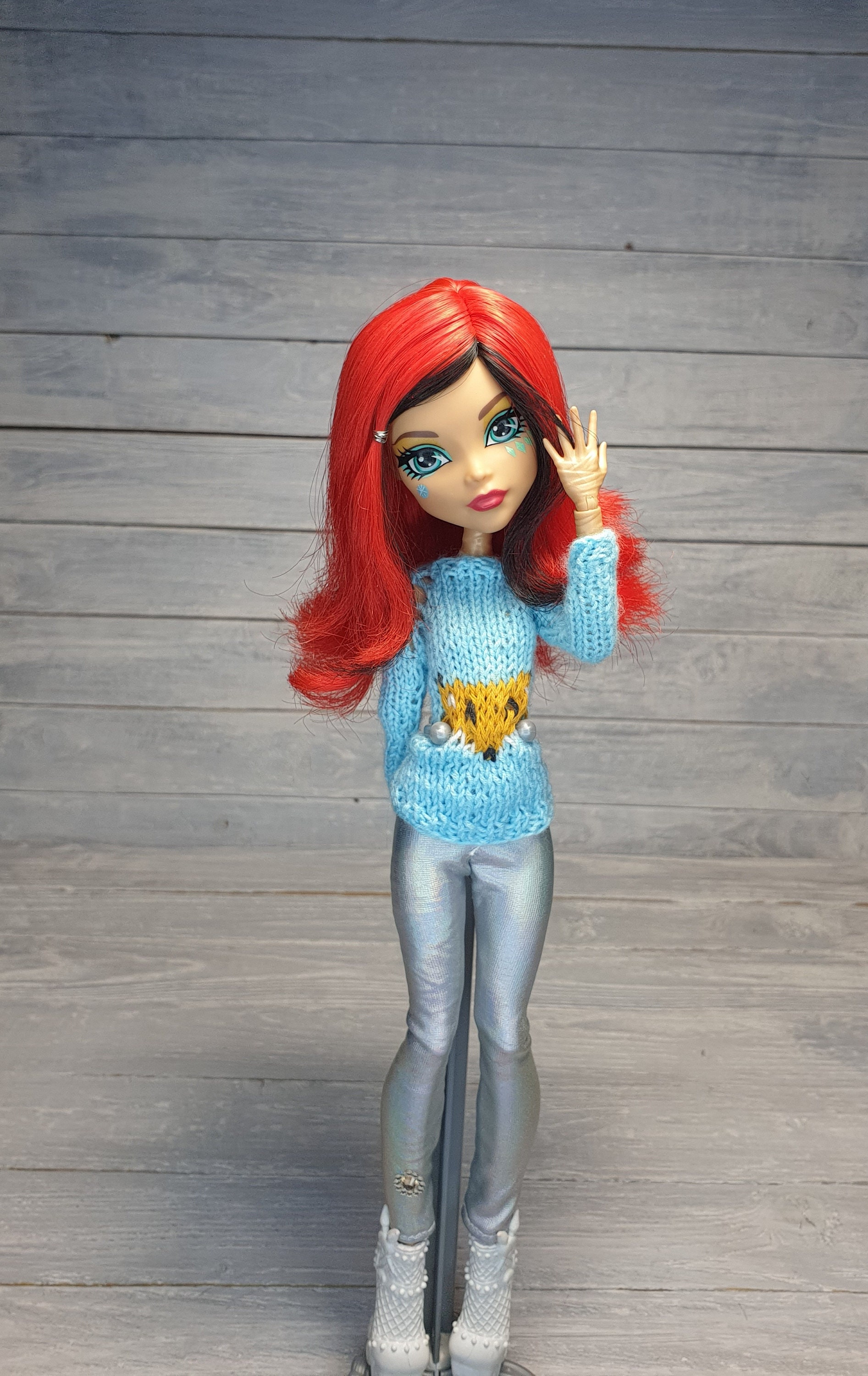 Monster High doll wig / red hair with black strand Etsy