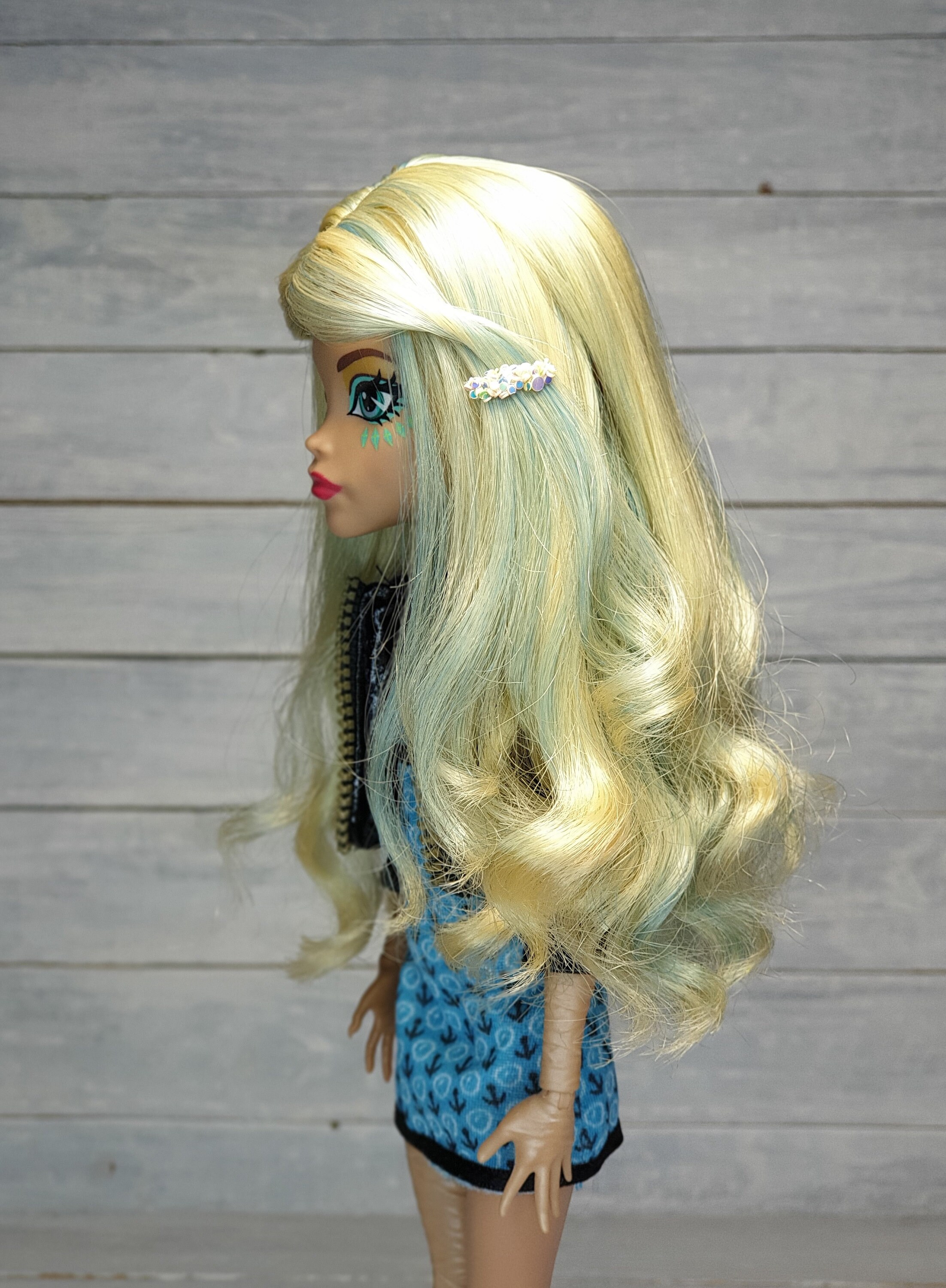 Monster High Doll Wig Blonde And Blue Long Hair Etsy