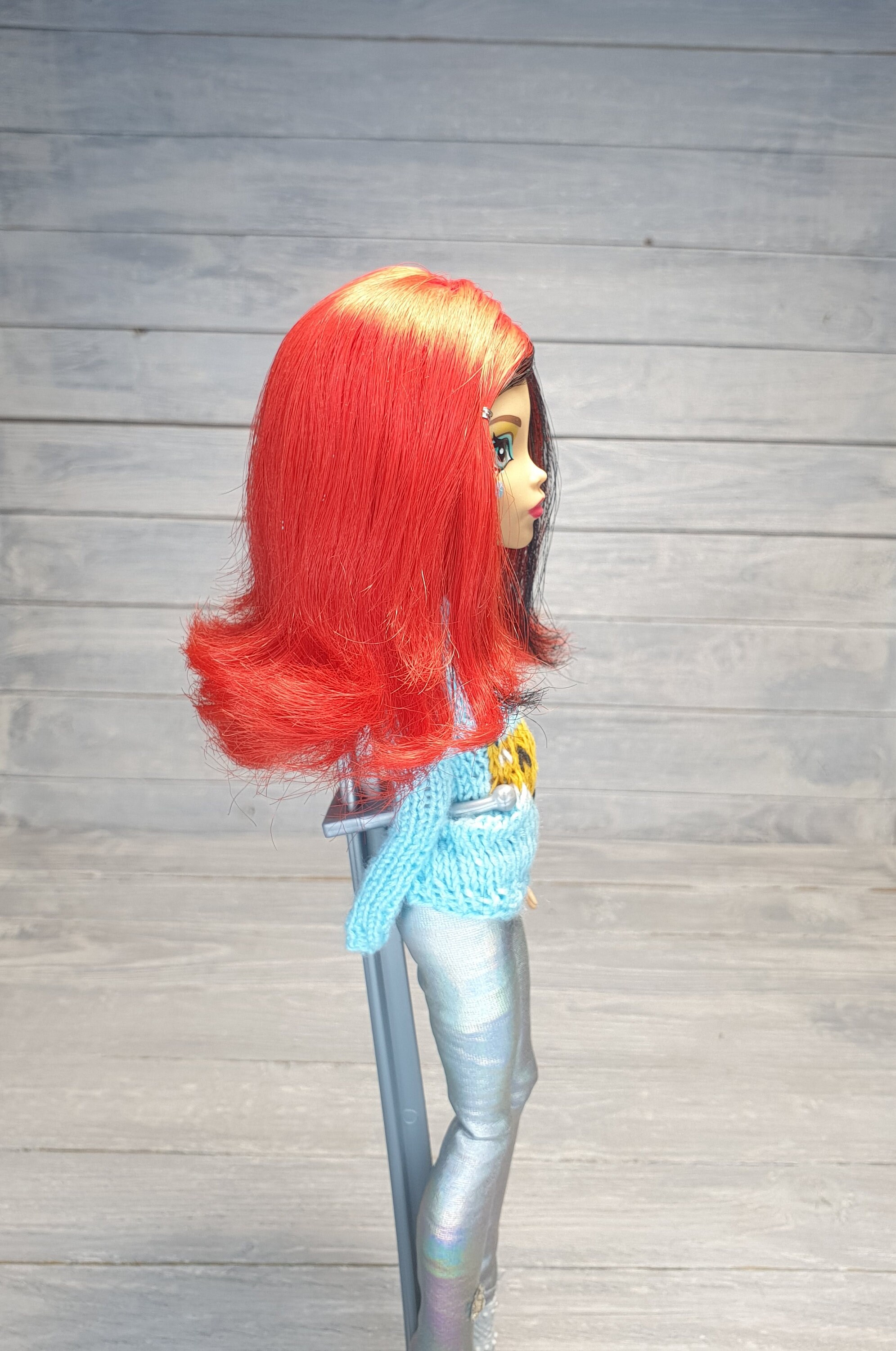 Monster High doll wig / red hair with black strand Etsy
