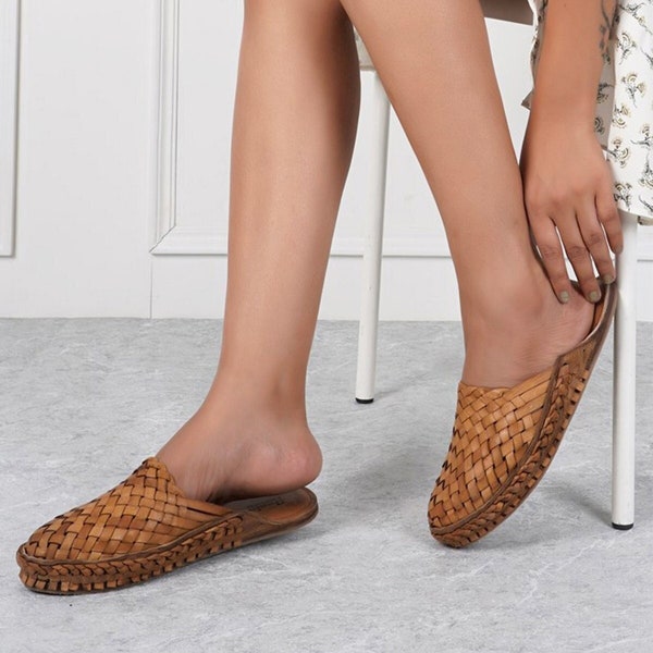 Home Mule in Smooth Honey-Colored Leather