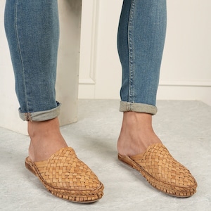 Men&#39;s Tan Woven Leather Mules - Perfect for Weddings, Groomsmen Proposals, and Comfortable Daily Wear