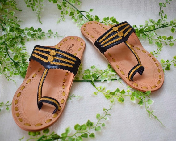 Black Indian Sandals & Wedding Slippers - Etsy