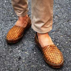 Tan Beige Leather Huarache Sandal: Handcrafted Men's Footwear