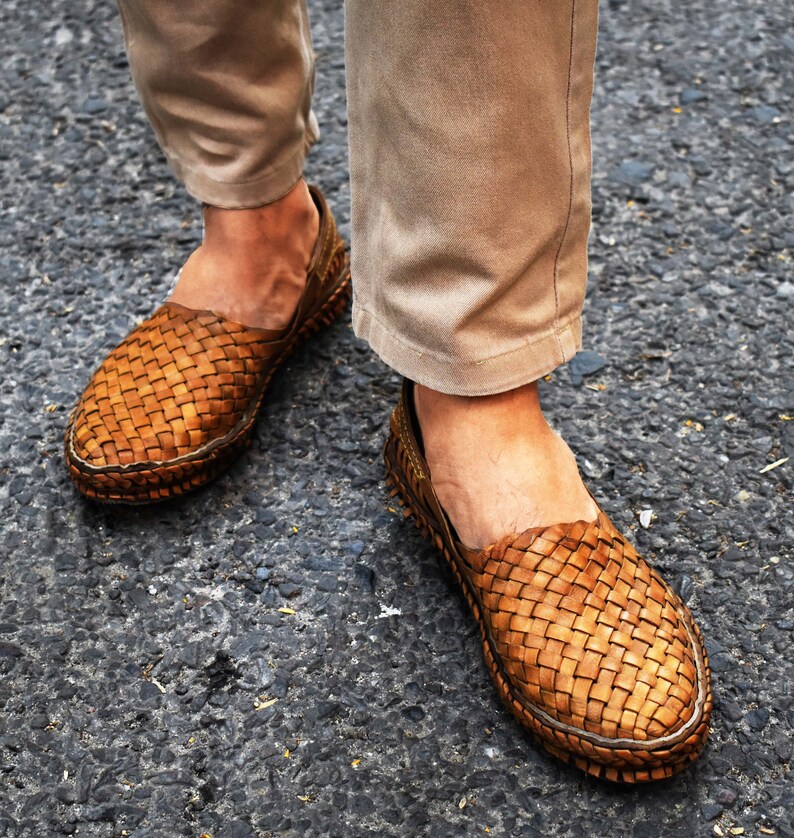 Tan Beige Leather Huarache Sandal: Handcrafted Men's Footwear