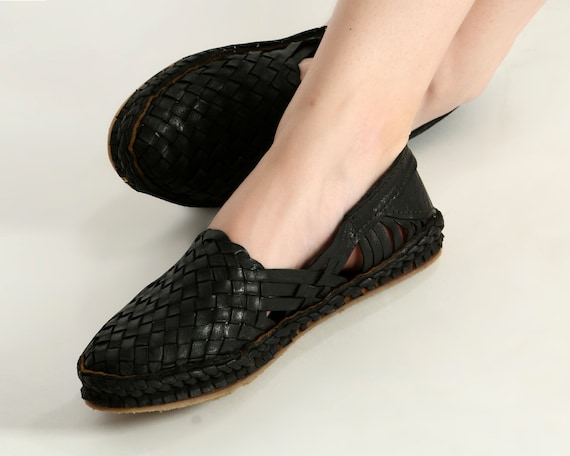 Buy Black Vintage Huarache Sandals Unique Gift for Women Boho Hippie Closed toe Leather Comfort Shoes Online in India Etsy