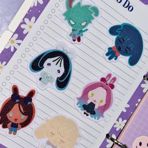 Bunny Alien Stage Glitter Frosted Stickers