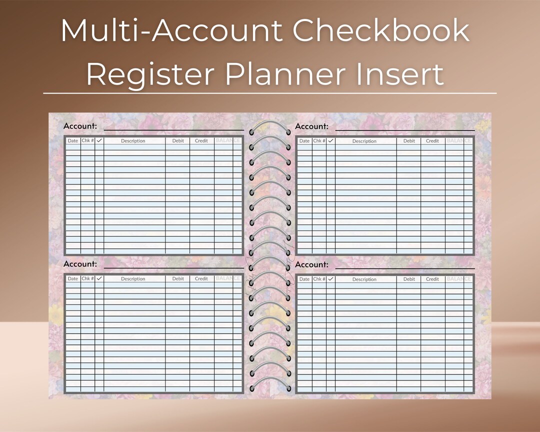 Multiaccount Checkbook Register Planner Insert Multiple Etsy