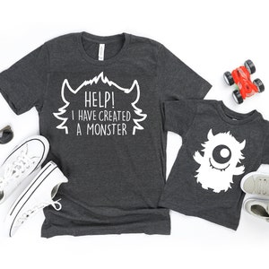 Mommy son Matching Shirts - I created a monster - Funny Family Shirts - Monster Shirts - Family Matching Shirts - Funny Mommy Shirts