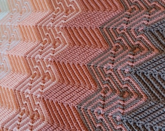 Chevron Apache Waves Mosaic Crochet Afghan Pattern (PDF Pattern)