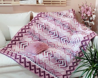 Happy Together. Overlay mosaic crochet afghan/blanket pattern. Chart and written pattern