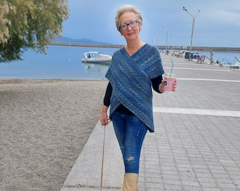 Crossed Wrap. Overlay mosaic crochet body wrap/vest pattern. Chart and written pattern