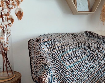 MOSAIC ALLURE: Rectangular Center-Out Overlay Mosaic Crochet Blanket Pattern. Charts And Written Instructions (PDF)