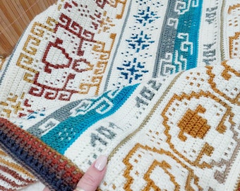 COUNTING SHEEP: Overlay Mosaic Crochet Baby Blanket Pattern, Charts and Written Instructions (PDF)