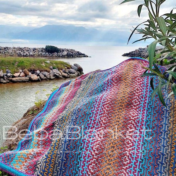 MIRROR MOSAIC: Mirror Mosaic Crochet Blanket pattern, Charts and Written Instructions (pdf)