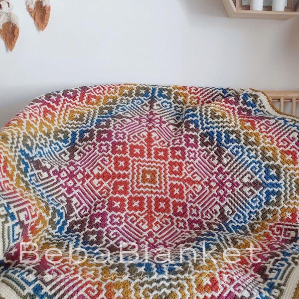 DREAMY DREAM: Center-out Mosaic Crochet Blanket Pattern. Charts and Written Instructions (PDF)
